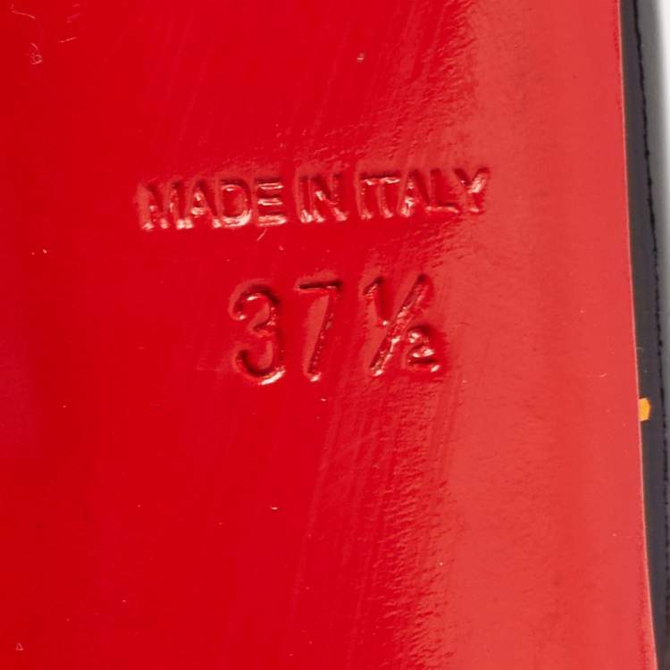 Pre Owned Christian Louboutin Black Patent Leather Flo Platform Peep Toe Pumps Size 37.5