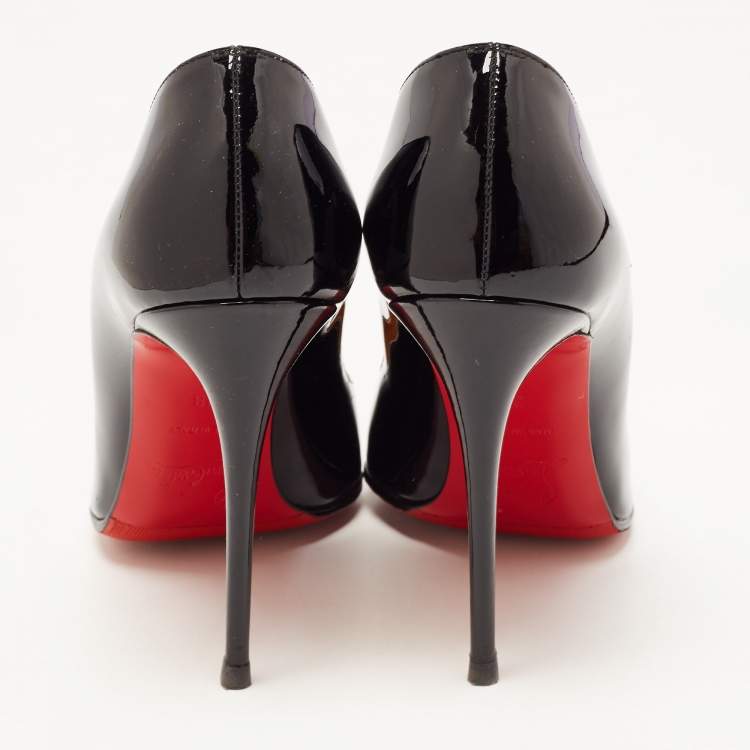 Pre Owned Christian Louboutin Black Patent Leather So Kate Pointed Toe Pumps Size 38