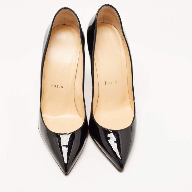 Pre Owned Christian Louboutin Black Patent Leather So Kate Pointed Toe Pumps Size 38