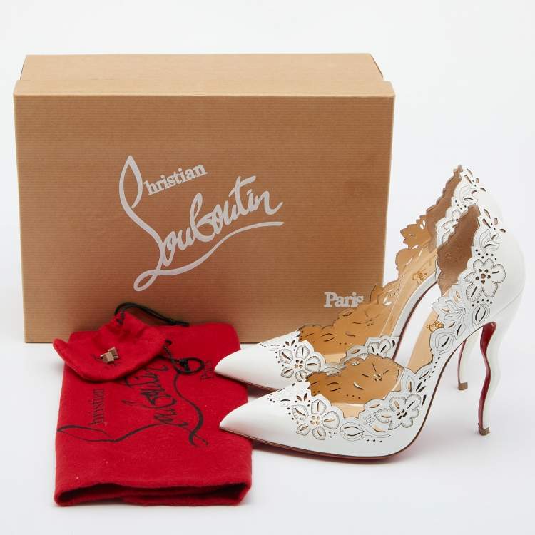 Pre Owned Christian Louboutin White Leather Beloved Pumps Size 38.5