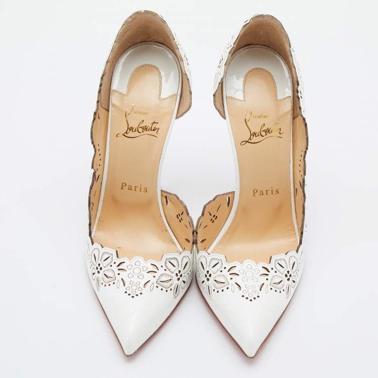 Pre Owned Christian Louboutin White Leather Beloved Pumps Size 38.5