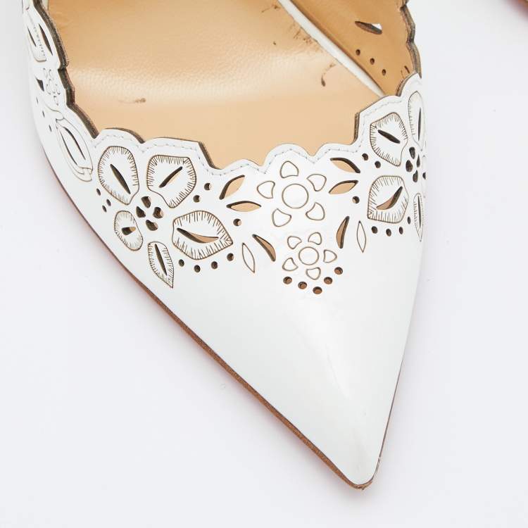 Pre Owned Christian Louboutin White Leather Beloved Pumps Size 38.5