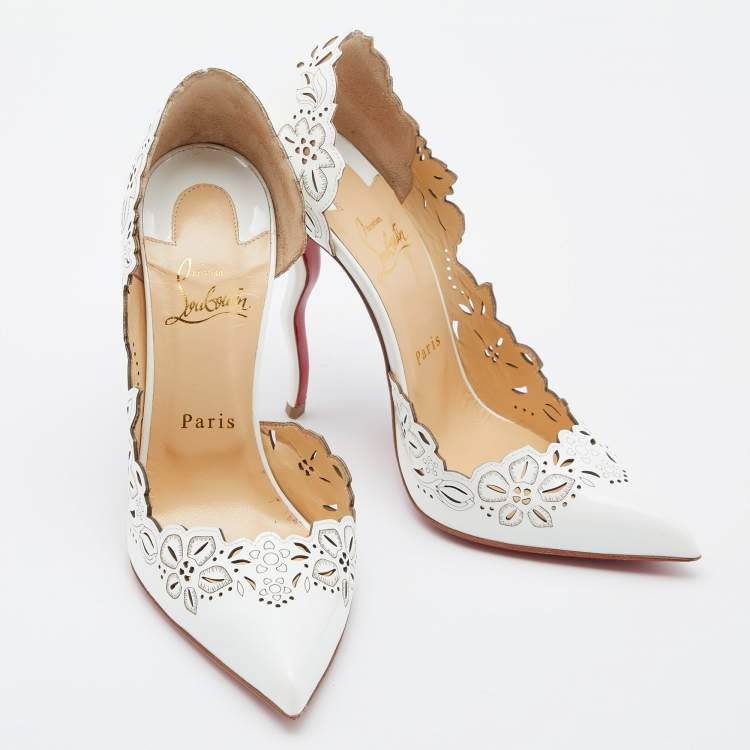 Pre Owned Christian Louboutin White Leather Beloved Pumps Size 38.5