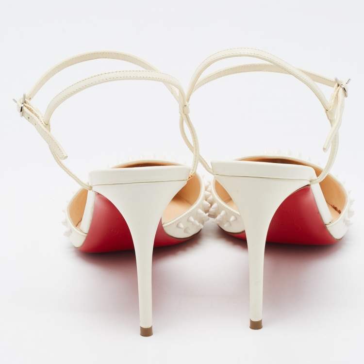 Pre Owned Christian Louboutin Off White Leather Baila Ankle Strap Pumps Size 39