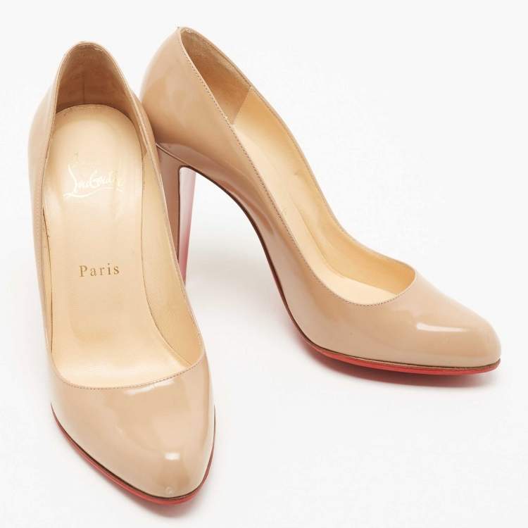 مملوكة مسبقًا Christian Louboutin Beige Leather Pointed Toe Pumps Size 37.5