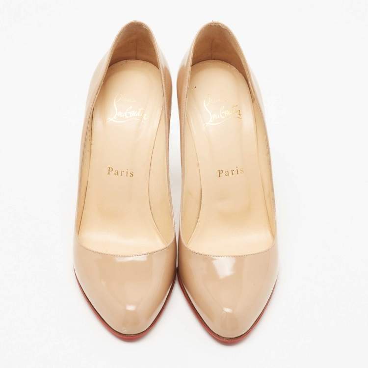 مملوكة مسبقًا Christian Louboutin Beige Leather Pointed Toe Pumps Size 37.5