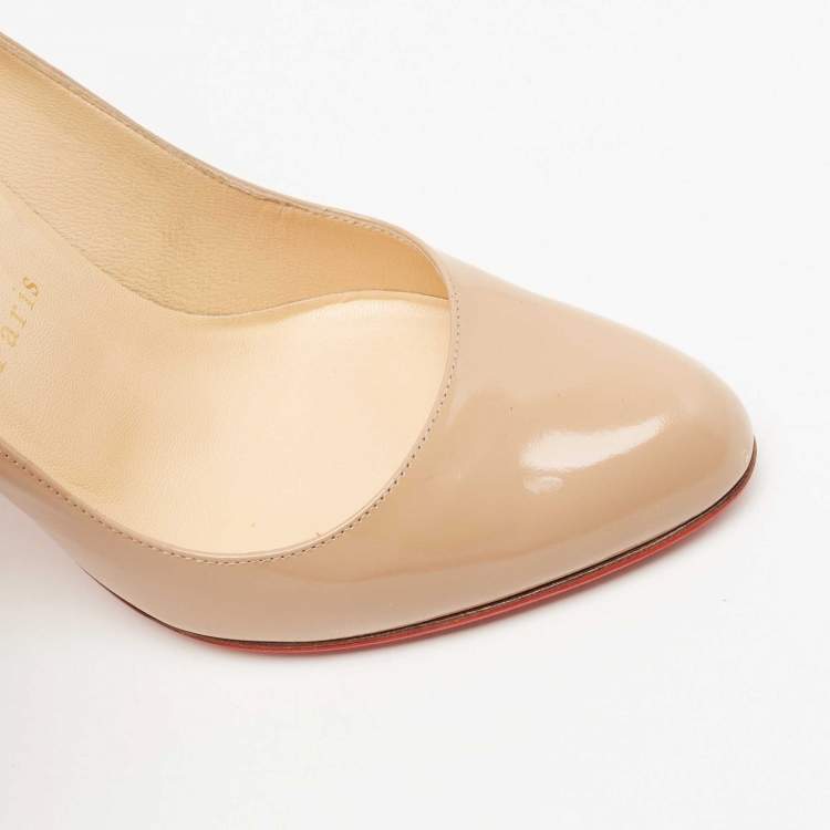 مملوكة مسبقًا Christian Louboutin Beige Leather Pointed Toe Pumps Size 37.5