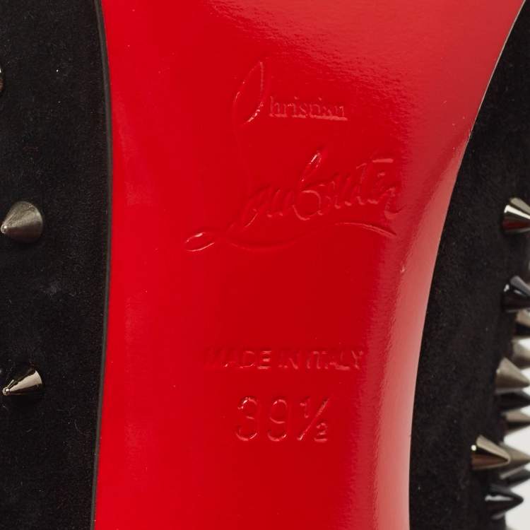 Pre Owned Christian Louboutin Black Suede Escarpic Spiked Pumps Size 39.5