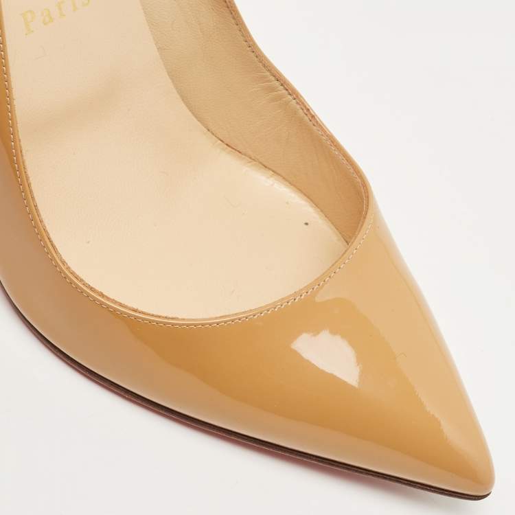 Pre Owned Christian Louboutin Beige Patent Leather Pigalle Pumps Size 40