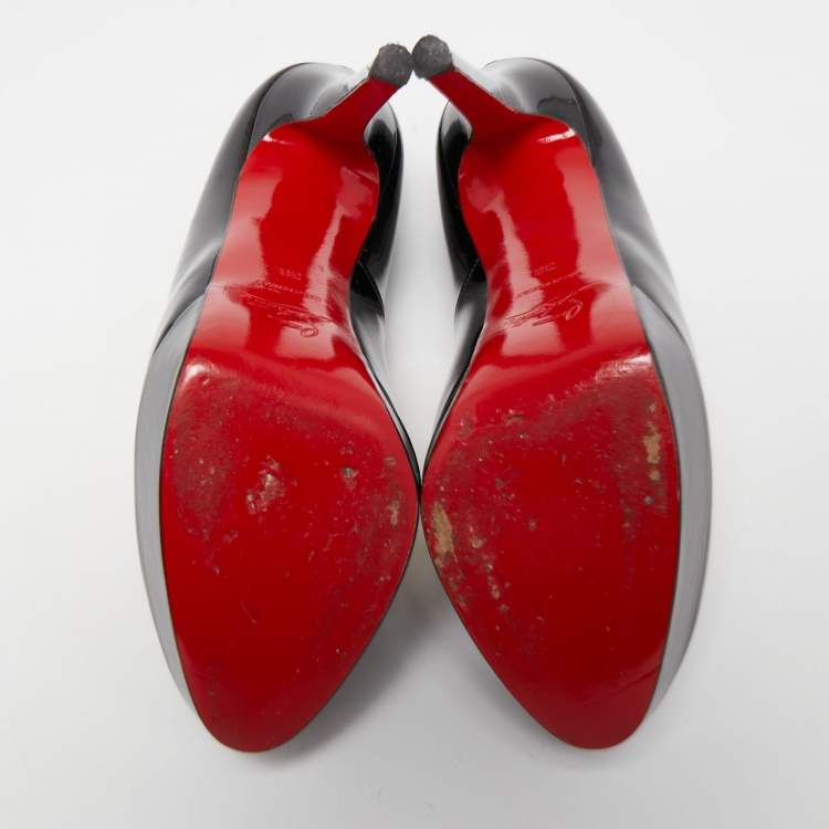 Pre Owned Christian Louboutin Black Patent Leather Bianca Pumps Size 38