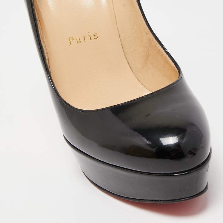 Pre Owned Christian Louboutin Black Patent Leather Bianca Pumps Size 38
