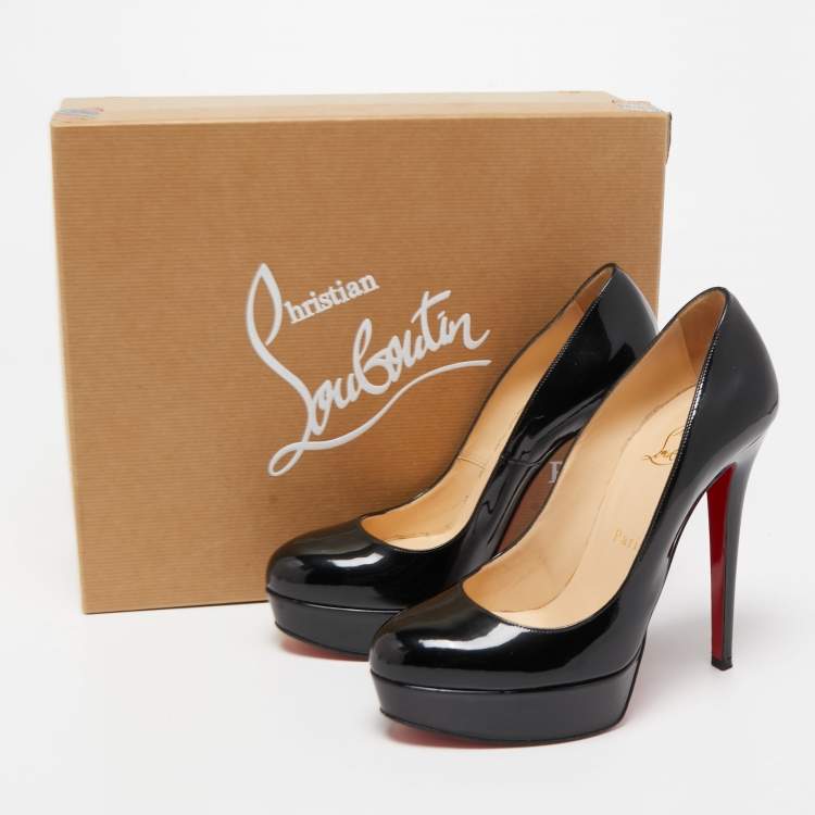 Pre Owned Christian Louboutin Black Patent Leather Bianca Pumps Size 38