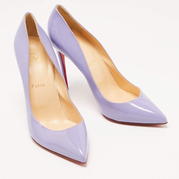 Pre Owned Christian Louboutin Purple Patent Leather So Kate Pumps Size 40