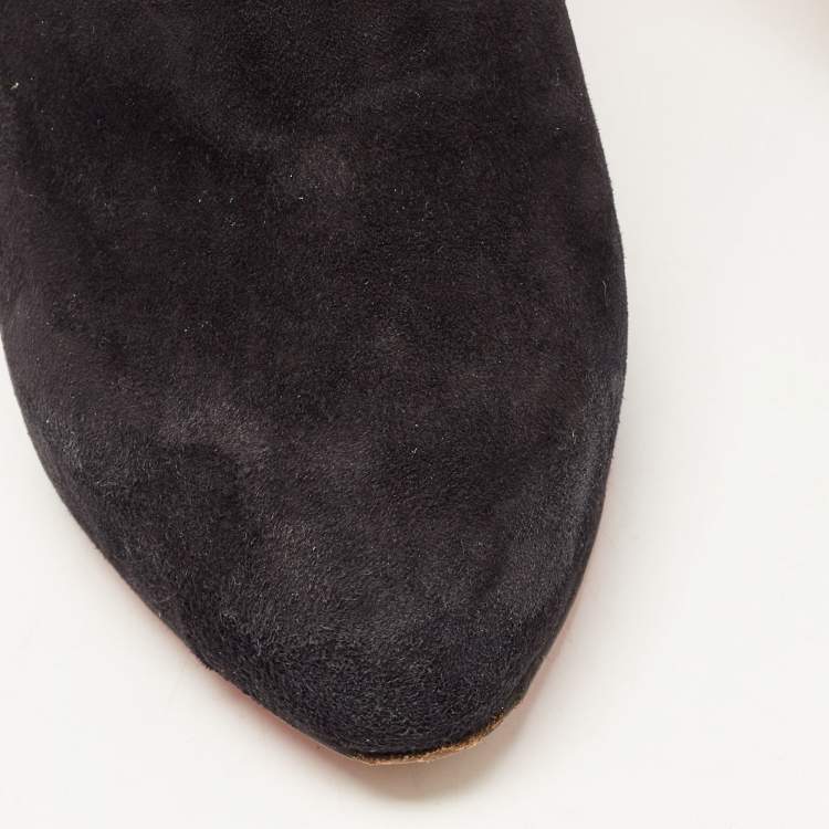 Pre Owned Christian Louboutin Black Suede Vicky Booties Size 37