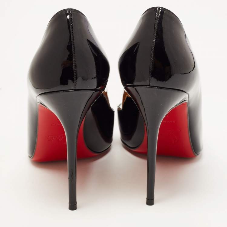 Pre Owned Christian Louboutin Black Patent Leather So Kate Pointed Toe Pumps Size 38.5