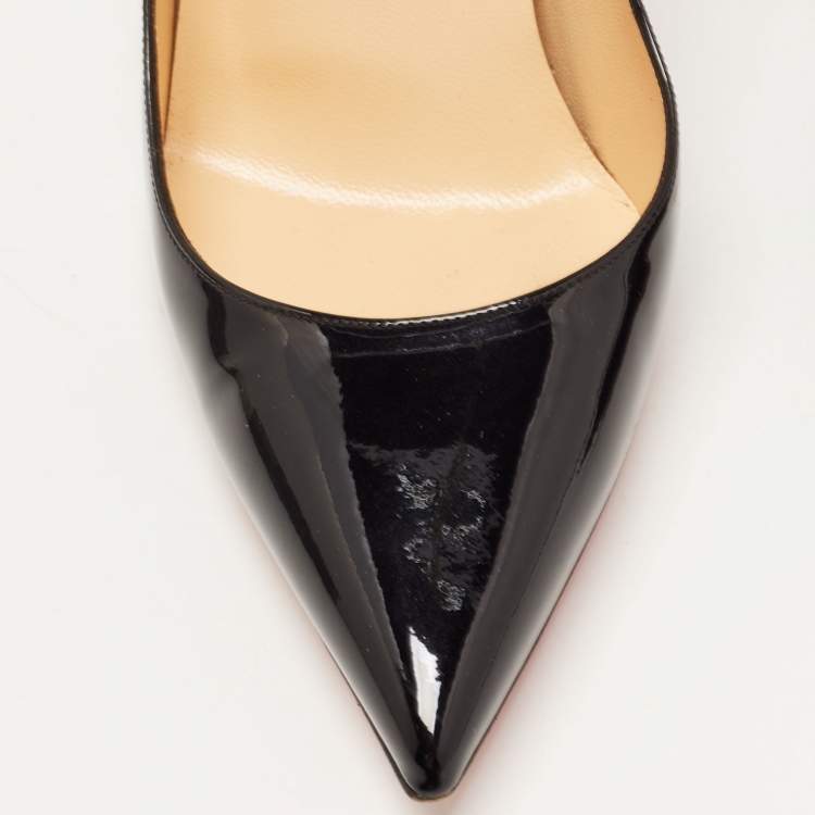 Pre Owned Christian Louboutin Black Patent Leather So Kate Pointed Toe Pumps Size 38.5