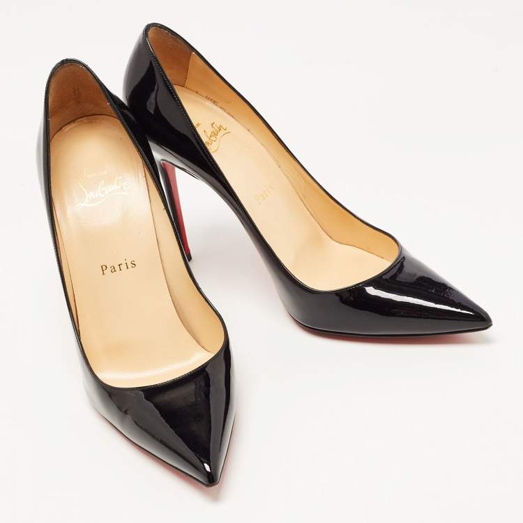 Pre Owned Christian Louboutin Black Patent Leather So Kate Pointed Toe Pumps Size 38.5