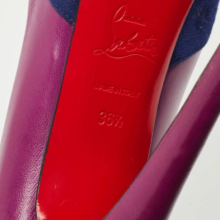 Pre Owned Christian Louboutin Purple Suede and Leather Maggie Platform Pumps Size 36.5
