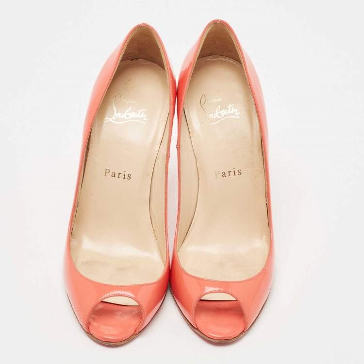 Pre Owned Christian Louboutin Pink Patent Leather Flo Pumps Size 37