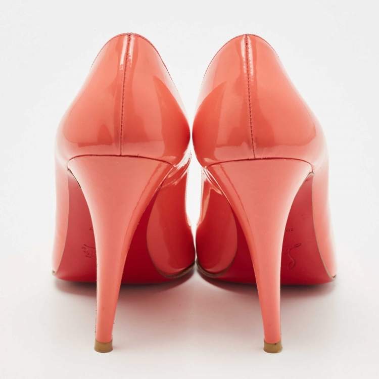 Pre Owned Christian Louboutin Pink Patent Leather Flo Pumps Size 37