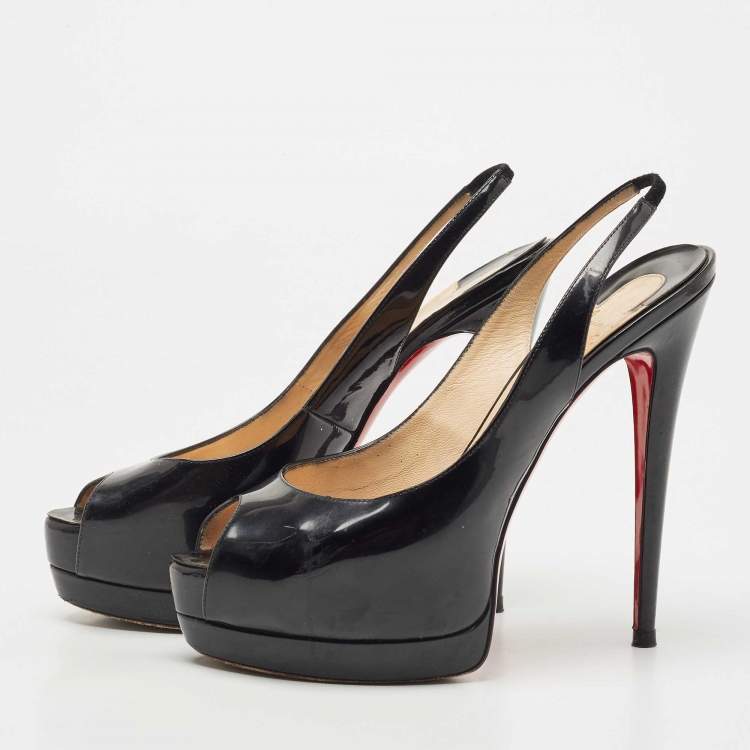 مملوكة مسبقًا Christian Louboutin Black Patent Leather Private Number Pumps Size 39