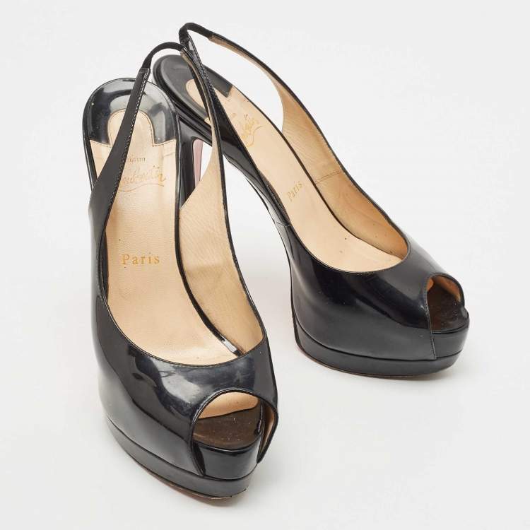 مملوكة مسبقًا Christian Louboutin Black Patent Leather Private Number Pumps Size 39