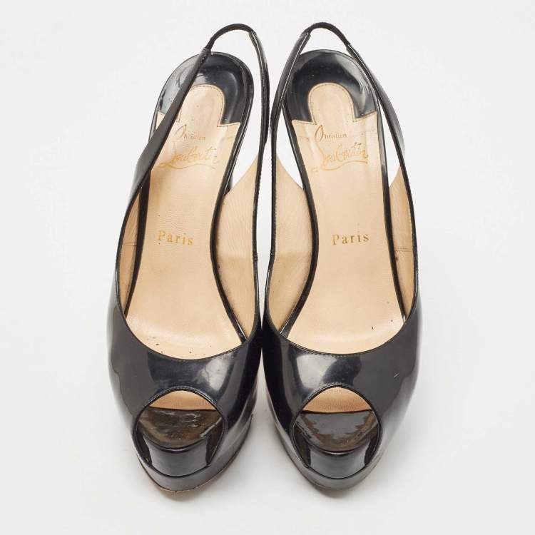 مملوكة مسبقًا Christian Louboutin Black Patent Leather Private Number Pumps Size 39
