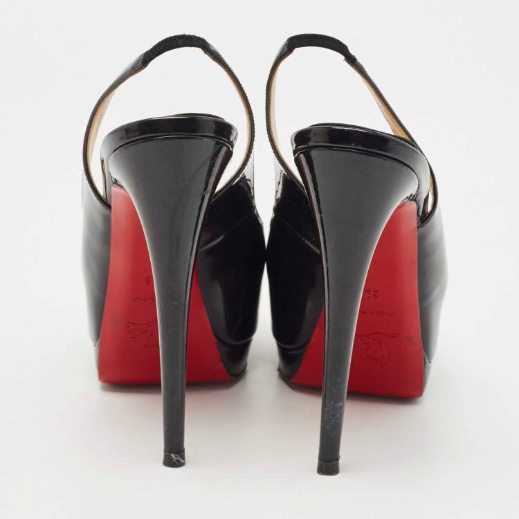 مملوكة مسبقًا Christian Louboutin Black Patent Leather Private Number Pumps Size 39