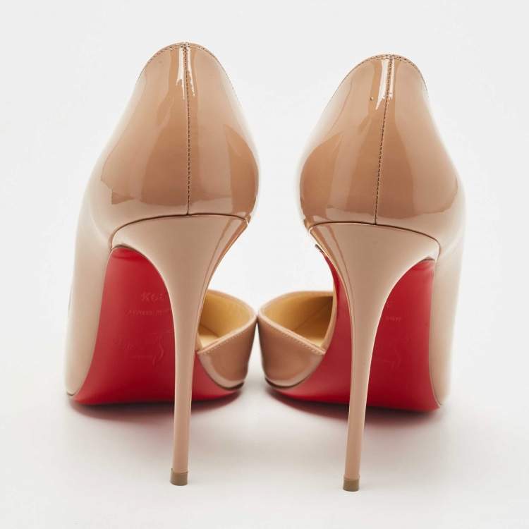 Pre Owned Christian Louboutin Beige Patent Iriza Pumps Size 39.5