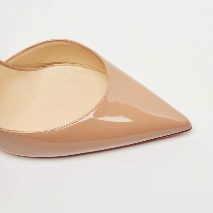 Pre Owned Christian Louboutin Beige Patent Iriza Pumps Size 39.5