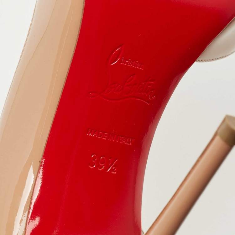 Pre Owned Christian Louboutin Beige Patent Iriza Pumps Size 39.5