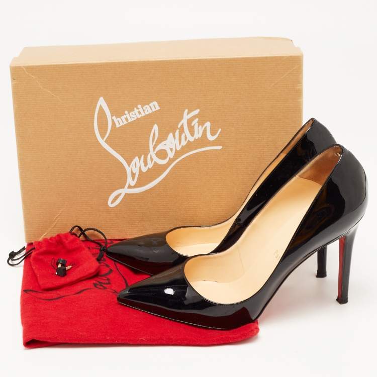 Pre Owned Christian Louboutin Black Patent Leather Pigalle Pointed Toe Pumps 39
