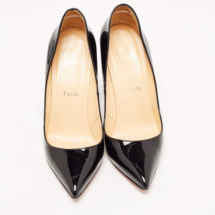 Pre Owned Christian Louboutin Black Patent Leather Pigalle Pointed Toe Pumps 39