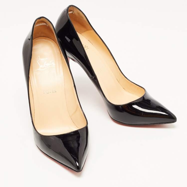 Pre Owned Christian Louboutin Black Patent Leather Pigalle Pointed Toe Pumps 39