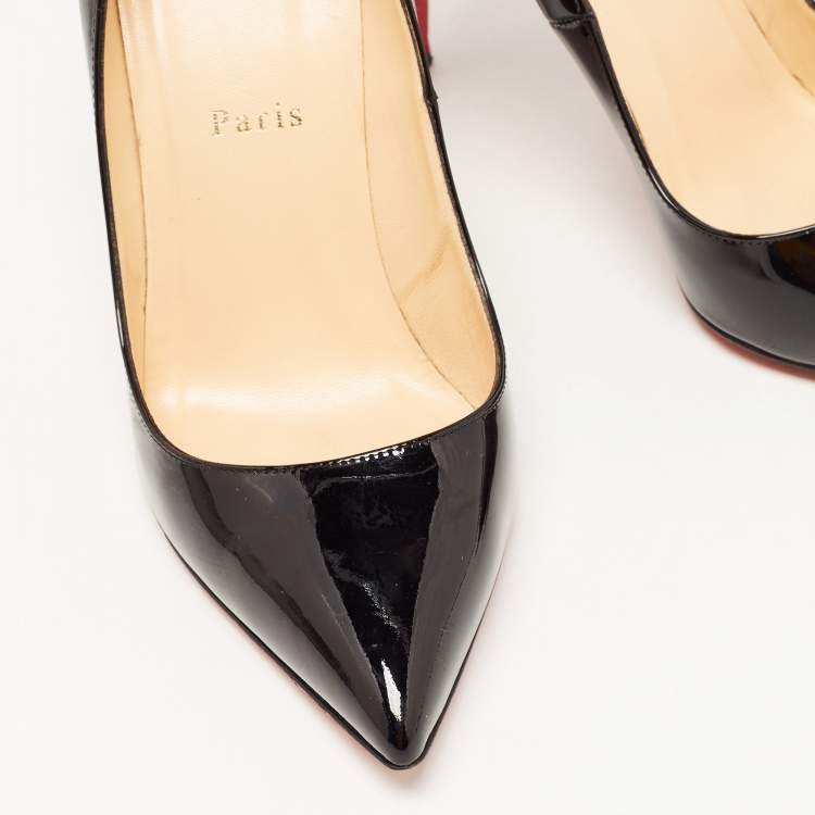 Pre Owned Christian Louboutin Black Patent Leather Pigalle Pointed Toe Pumps 39
