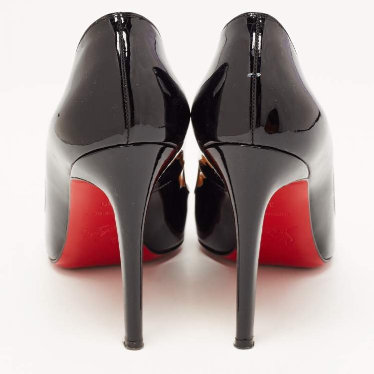 Pre Owned Christian Louboutin Black Patent Leather Pigalle Pointed Toe Pumps 39