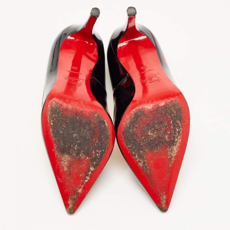 Pre Owned Christian Louboutin Black Patent Leather Pigalle Pointed Toe Pumps 39