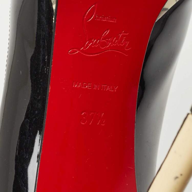 Pre Owned Christian Louboutin Black Patent Leather Pigalle Plato Pumps Size 37.5