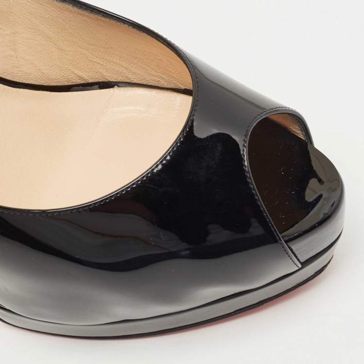 Pre Owned Christian Louboutin Black Patent Leather Palais Royal Slingback Pumps Size 40
