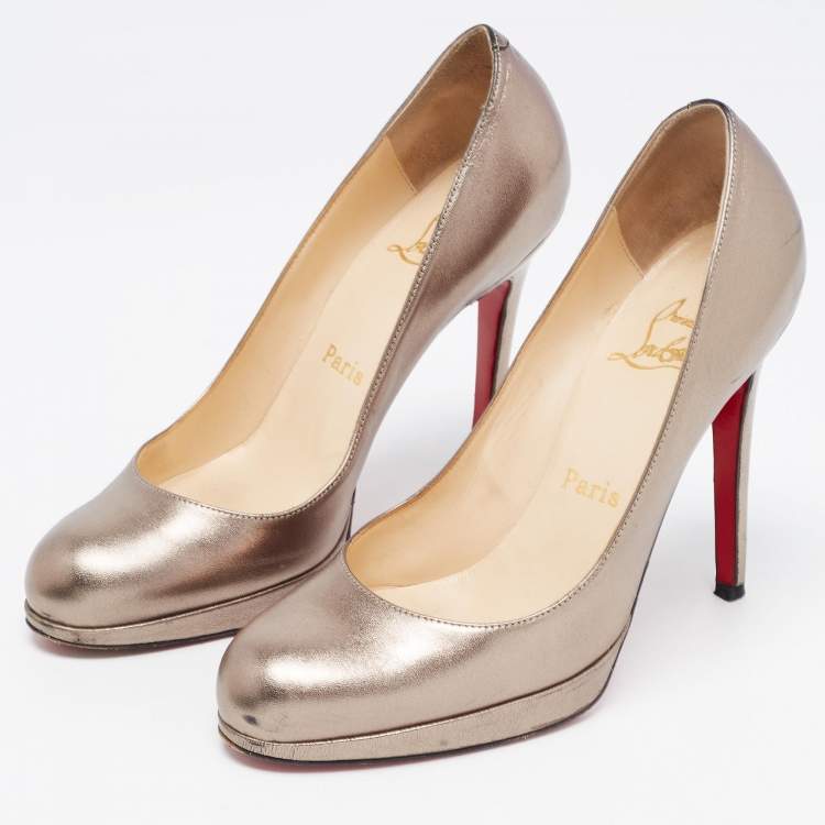 Pre Owned Christian Louboutin Metallic Leather New Simple Pumps Size 37.5