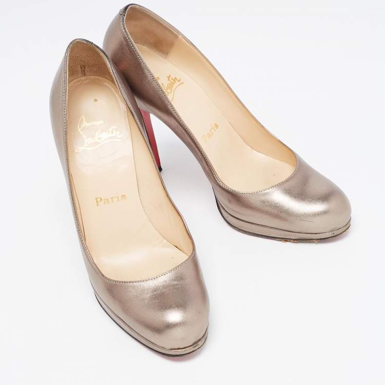 Pre Owned Christian Louboutin Metallic Leather New Simple Pumps Size 37.5