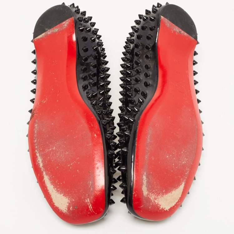 Pre Owned Christian Louboutin Black Patent Leather Gozul Ballet Flats Size 39