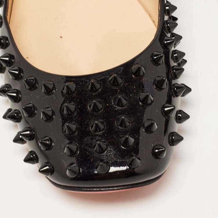 Pre Owned Christian Louboutin Black Patent Leather Gozul Ballet Flats Size 39