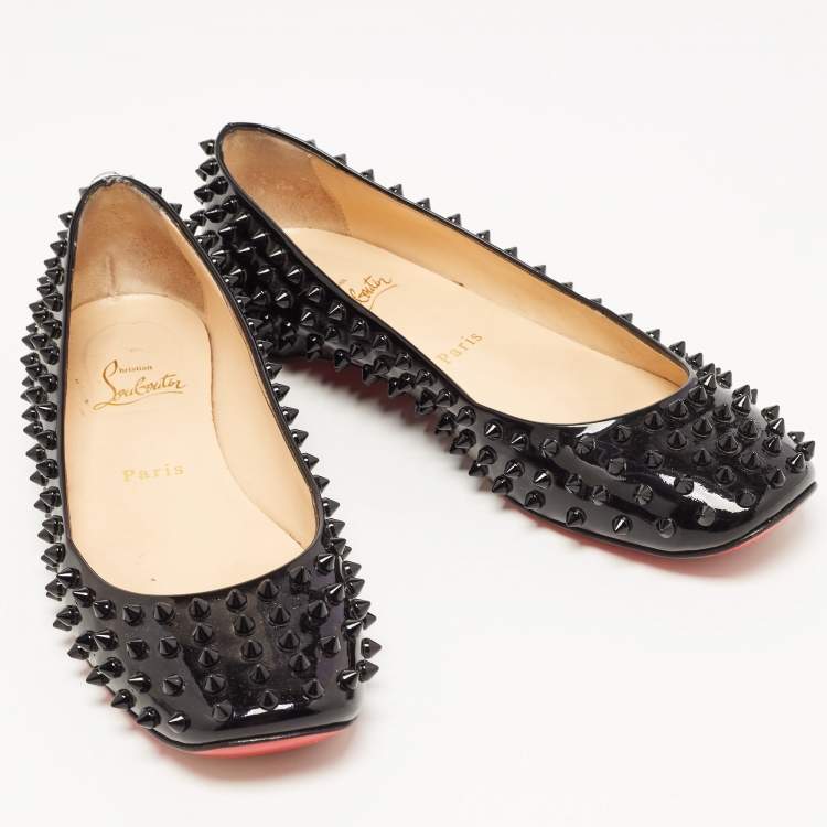 Pre Owned Christian Louboutin Black Patent Leather Gozul Ballet Flats Size 39