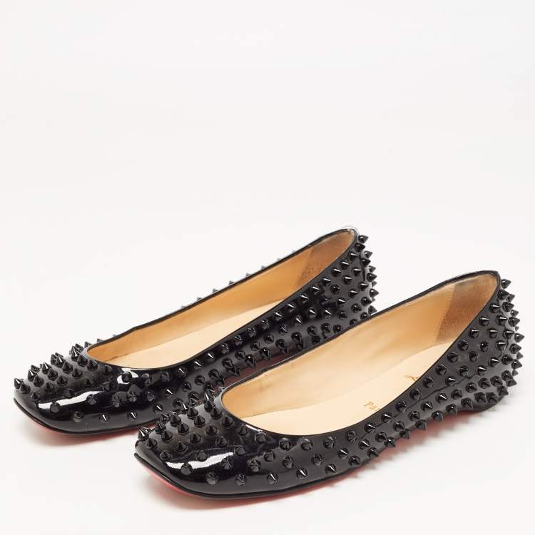 Pre Owned Christian Louboutin Black Patent Leather Gozul Ballet Flats Size 39