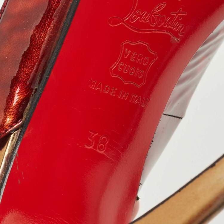 Pre Owned Christian Louboutin Two Tone Patent Leather No Prive Slingback Pumps Size 38
