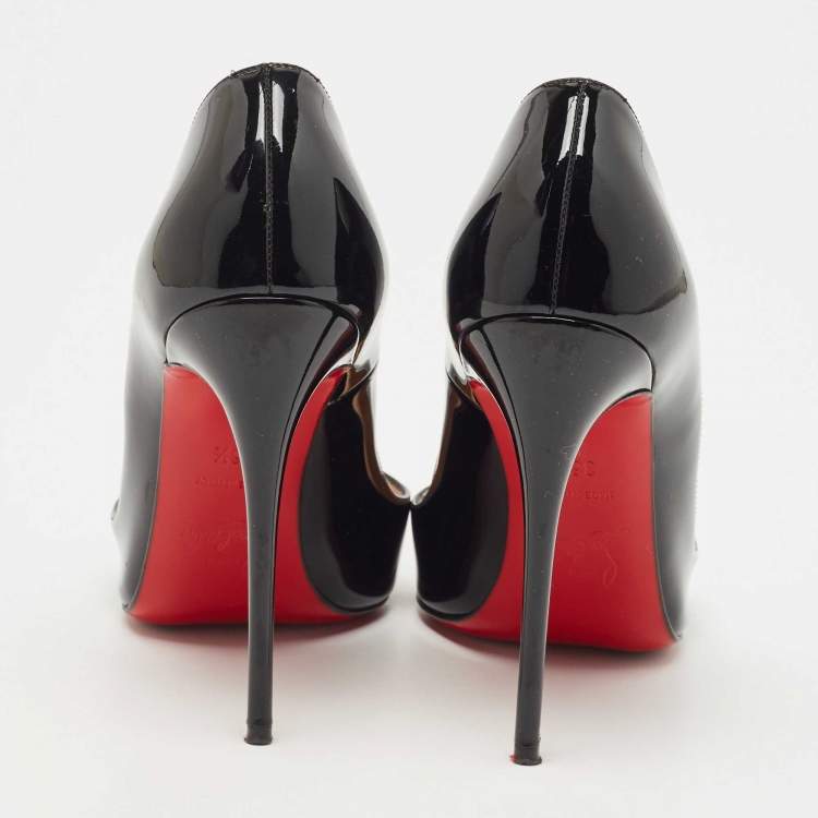 Pre Owned Christian Louboutin Black Patent Leather So Kate  Pumps Size 36.5