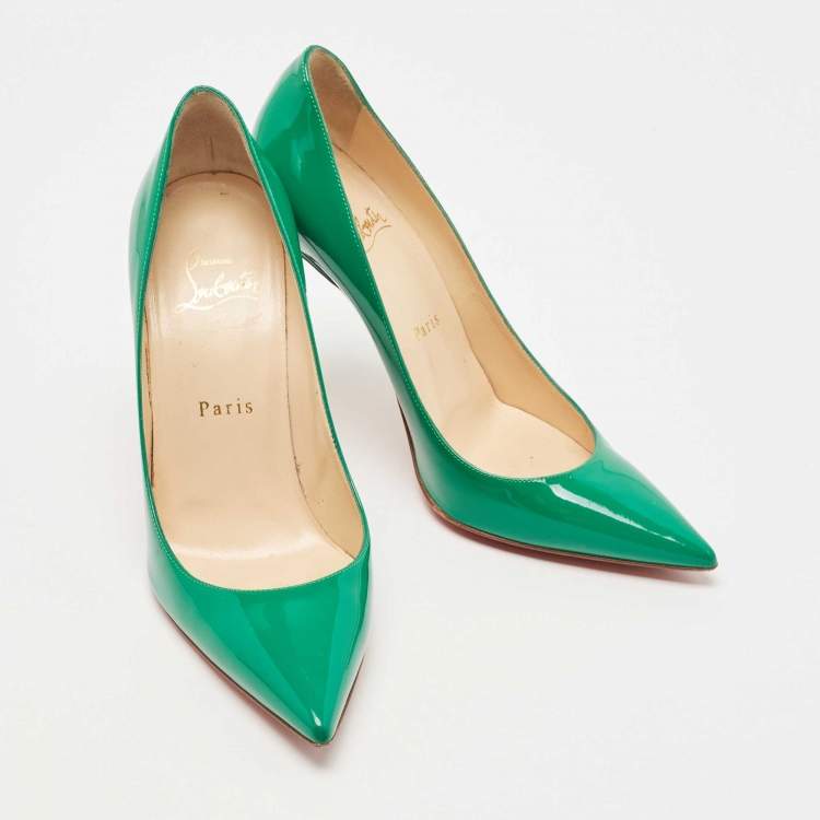 Pre Owned Christian Louboutin Green Patent So Kate Pumps Size 37