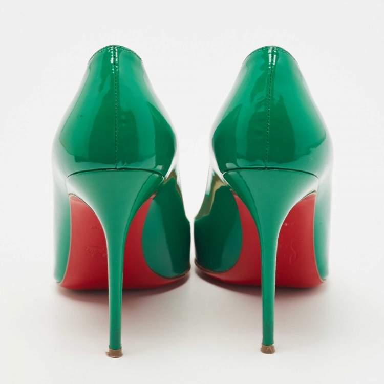 Pre Owned Christian Louboutin Green Patent So Kate Pumps Size 37