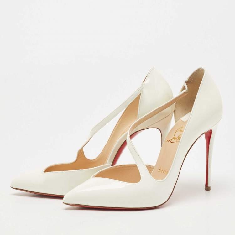 Pre Owned Christian Louboutin White Patent Jumping D-orsay Pumps Size 37
